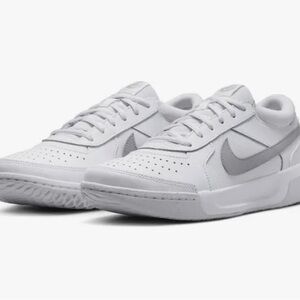 Nike Women's Court Zoom Lite 3 Tennis-White and Metallic Gray